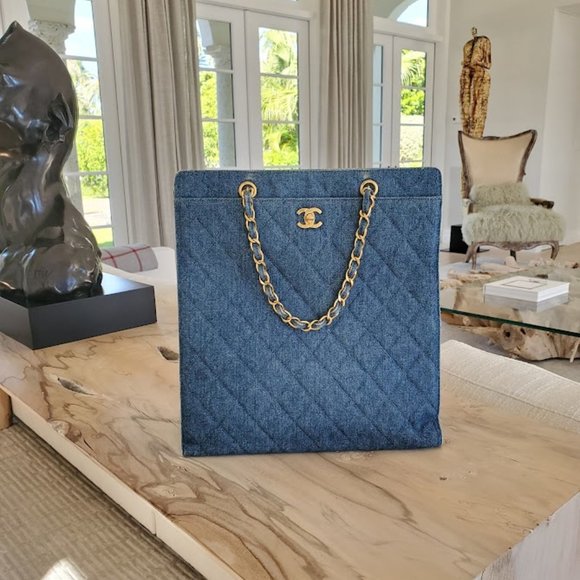 CHANEL Handbags - 6.	Chanel Denim Tote Vintage 1990's